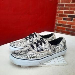 white snakeskin vans